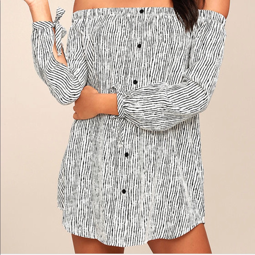 Lulus striped off the shoulder dress